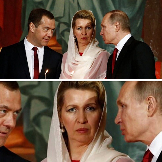 путин и медведев с женой на пасхе, общий 2, maslov
